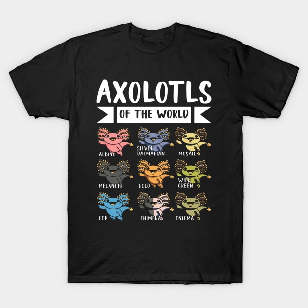 Axolotls Of The World Salamander Cute Frog T-Shirt by Print-Dinner